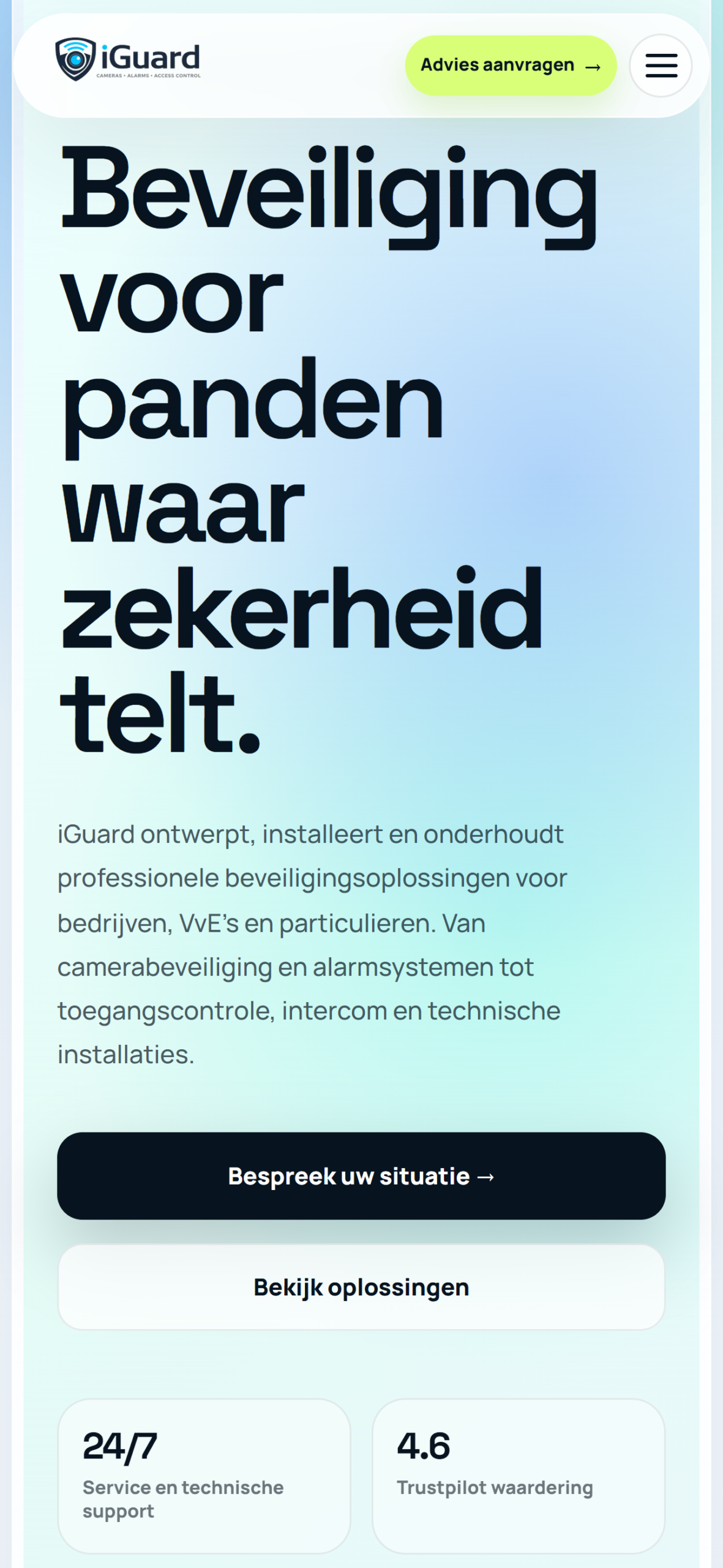 Mobiele website van project 1807