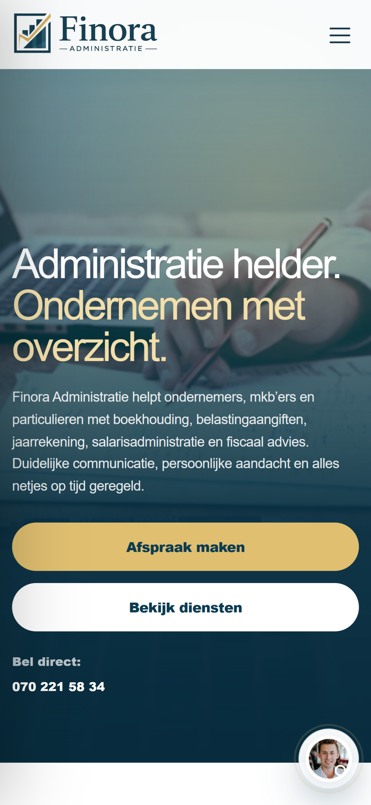 Mobiele website van Finora
