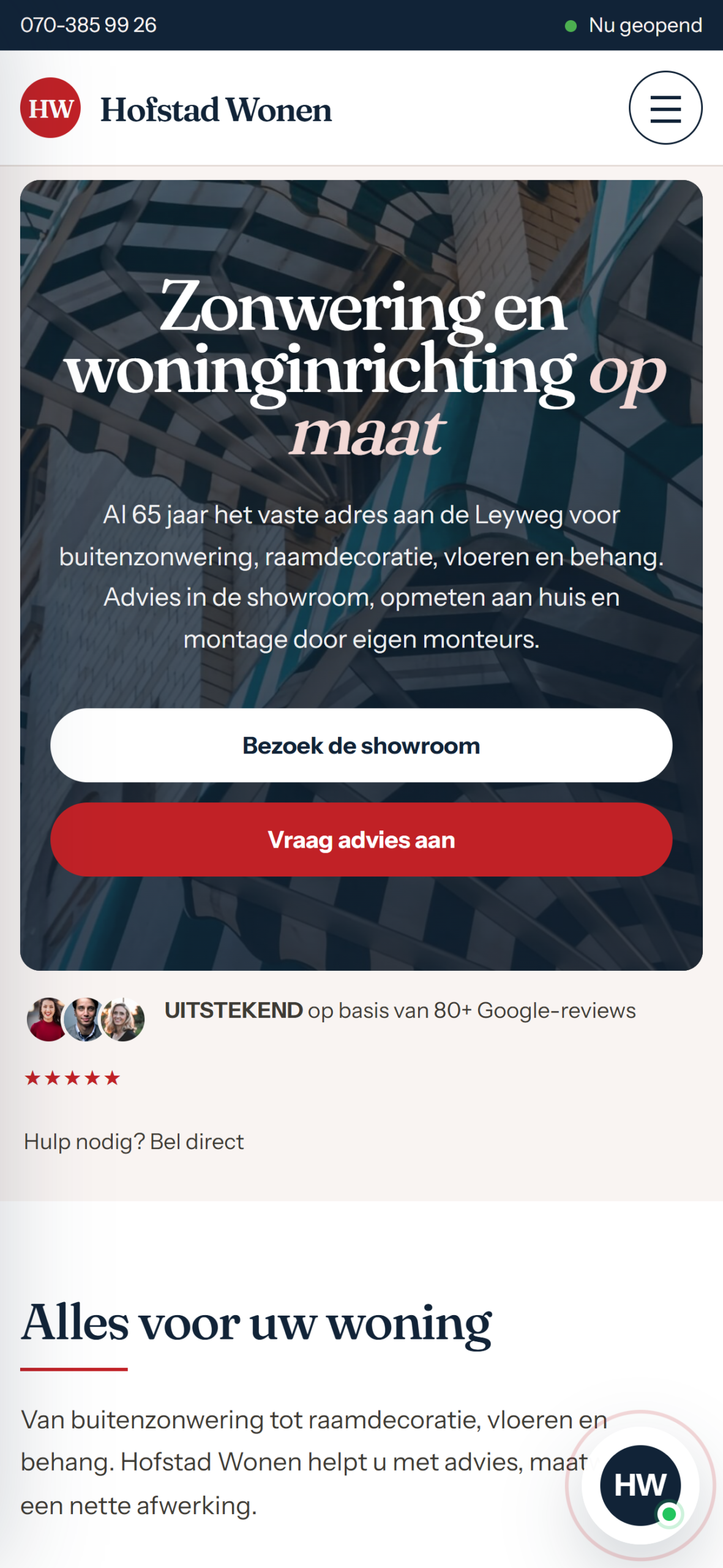 Mobiele website van Hofstad