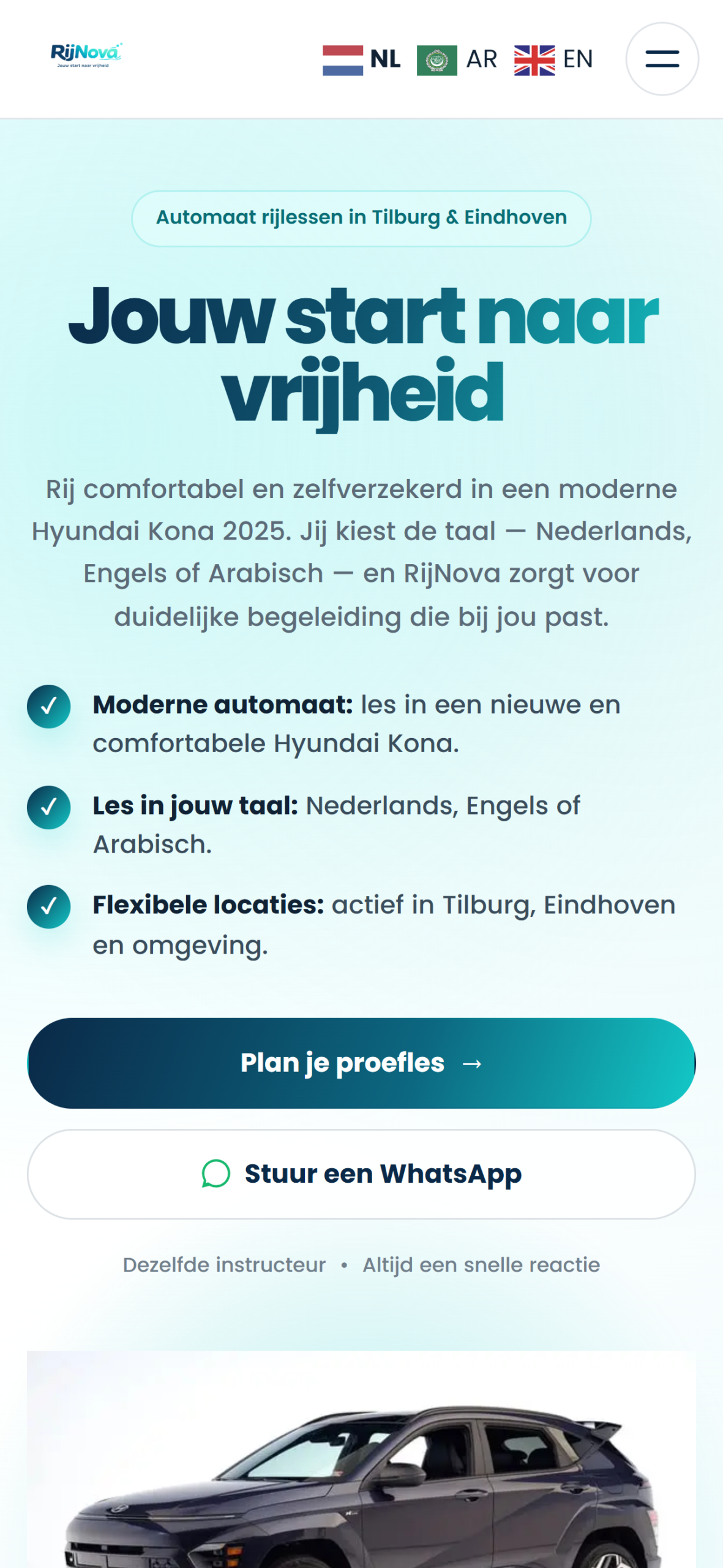 Mobiele website van Rijnova
