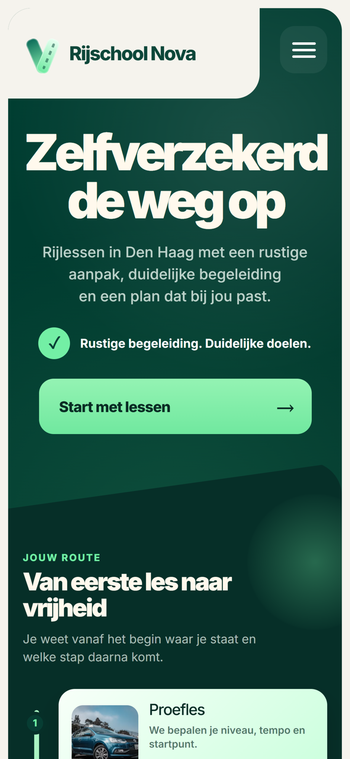 Mobiele website van Rijschool Nova